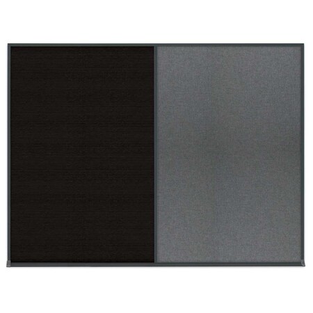 United Visual Products Triple Door Radius Plus Corkboard, 96" x UV8006PLUS-BLACK-DBURGU